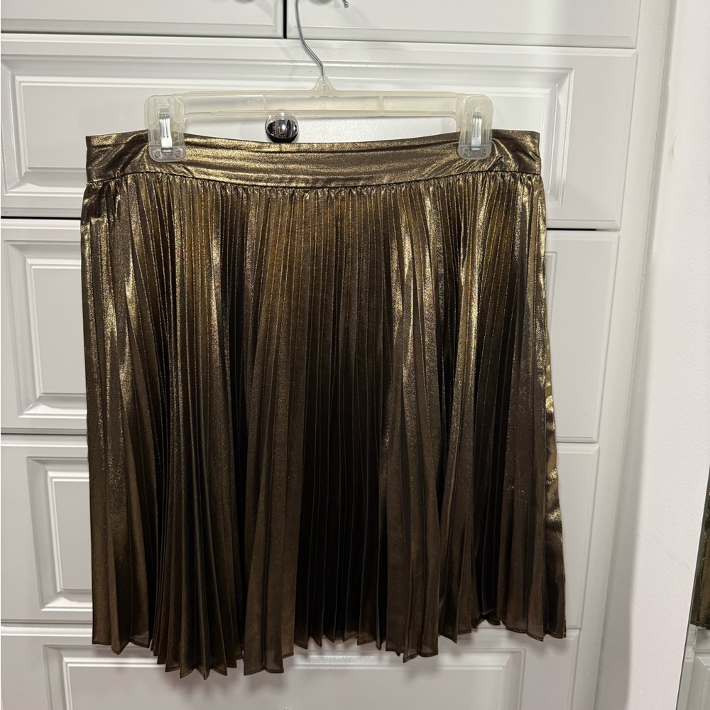 Haute Hippie Bronze Pleated A-Line Skirt